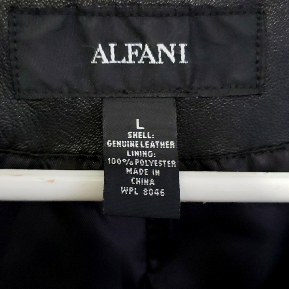 Alfani Genuine Leather Jacket, Color Black, Size L - Picture 7 of 17